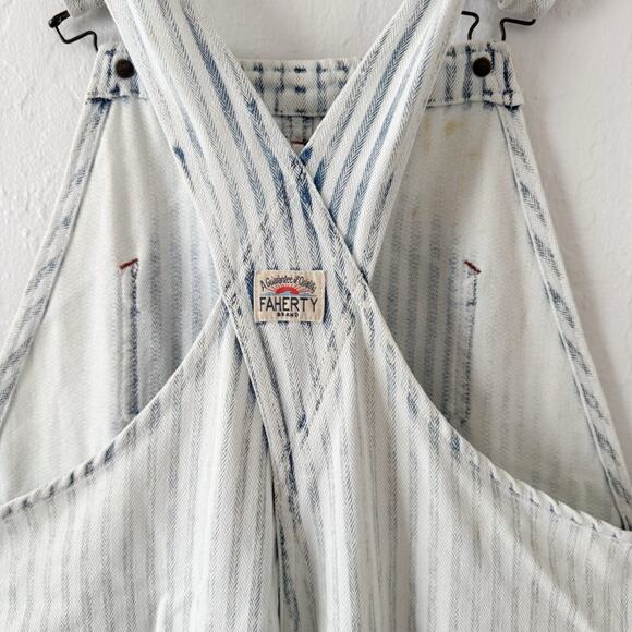 Faherty Topsail Overalls Light Wash Blue Striped Railroad - Picture 14 of 16